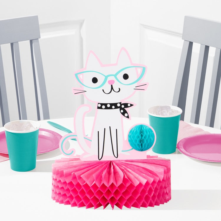 Purrfect Cat Party Honeycomb Table Centrepiece Decoration | Party Save Smile