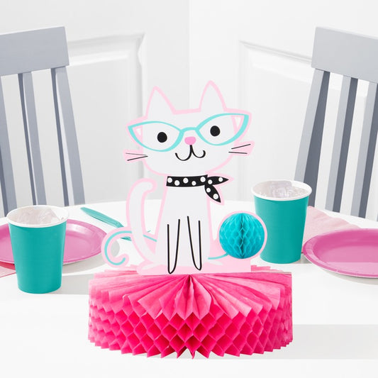 Purrfect Cat Party Honeycomb Table Centrepiece Decoration | Party Save Smile