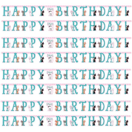 Purrfect Cat Happy Birthday Party Ribbon Banner Decoration | Party Save Smile