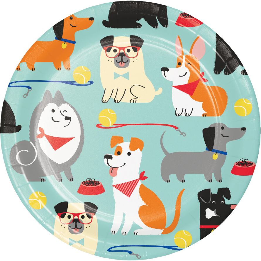 Dog Party Cake Plates Pack of 8 | Party Save Smile