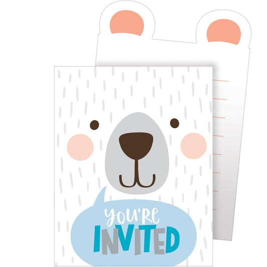 Blue Teddy Bear Invitations Pack of 8 | Party Save Smile