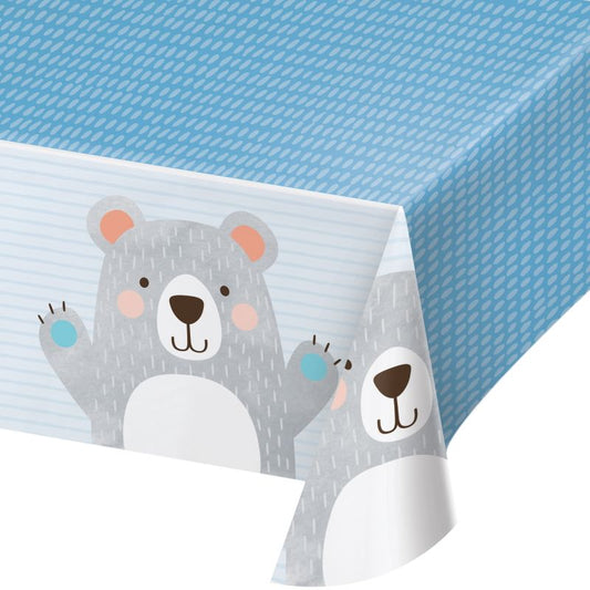 Blue Bear Plastic Party Tablecloth 137 x 259cm | Party Save Smile