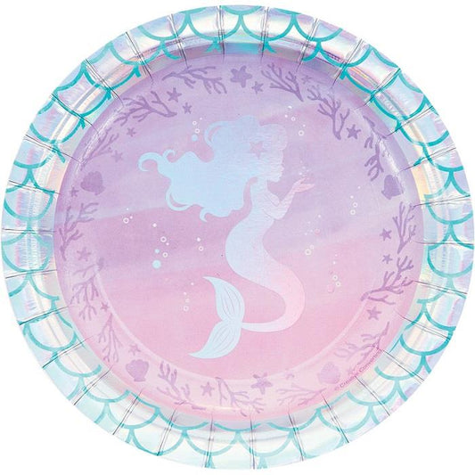 Small Mermaid Iridescent Paper Plates