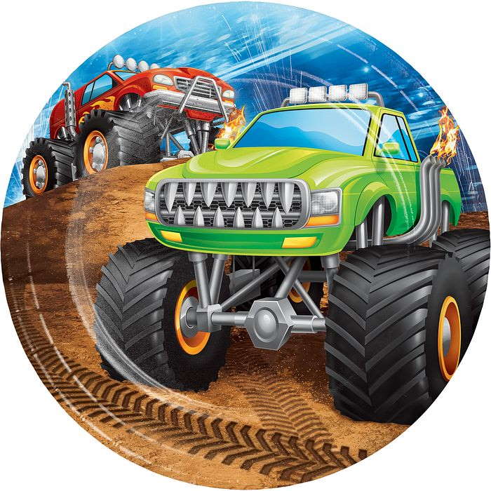 Monster Truck Party Cake Plates Pack of 8 | Party Save Smile