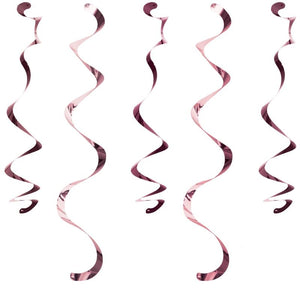Rose Gold Party Hanging Swirl Decorations Pack of 10