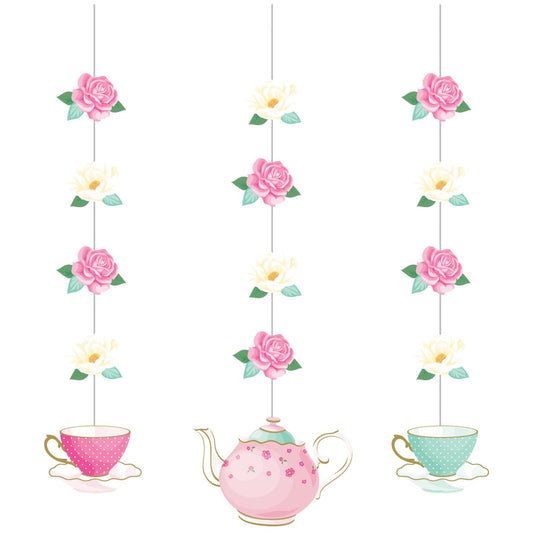Tea Party Hanging Floral Decor Pack of 3 | Party Save Smile