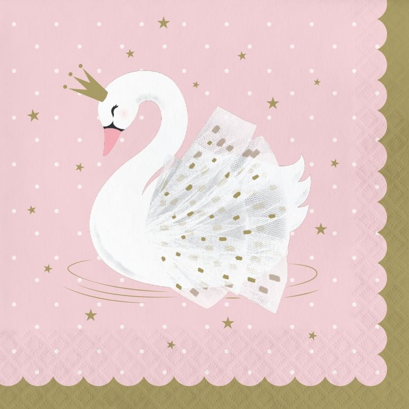 Stylish Swan Party Napkins Pack of 16 Serviettes | Party Save Smile