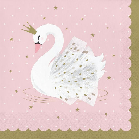 Stylish Swan Party Napkins Pack of 16 Serviettes | Party Save Smile