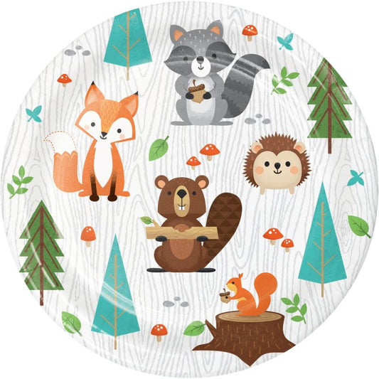 Wild Woodland Animals 18cm Cake Paper Plates Pack of 8 | Party Save Smile