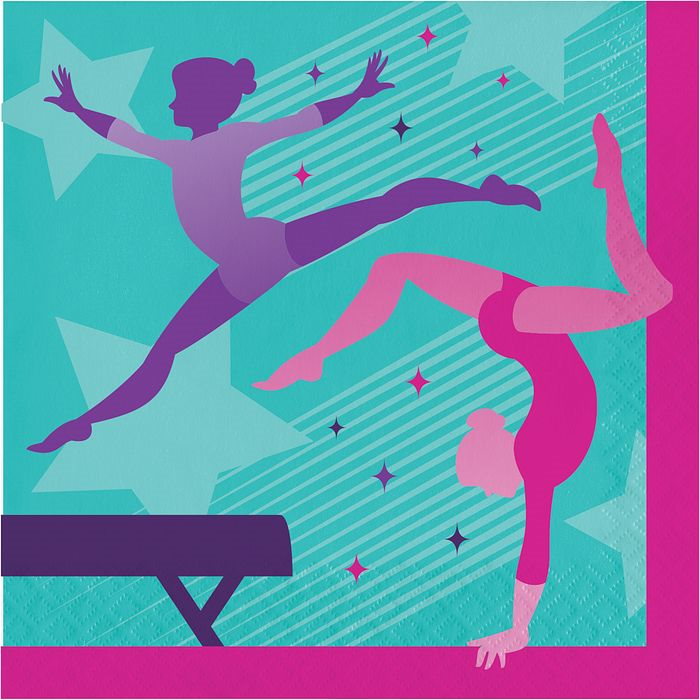 Gymnastics Paper Napkins 2 ply Pack of 16 | Party Save Smile