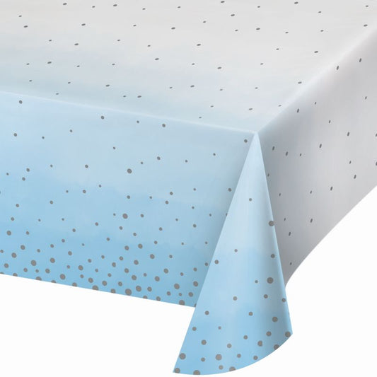 Blue and Silver Baby Shower Tablecloth | Party Save Smile