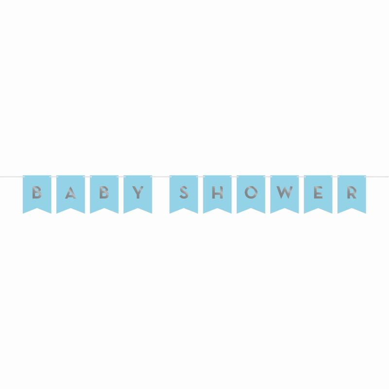 Blue and Silver Baby Shower Banner 1.7 Metres | Party Save Smile