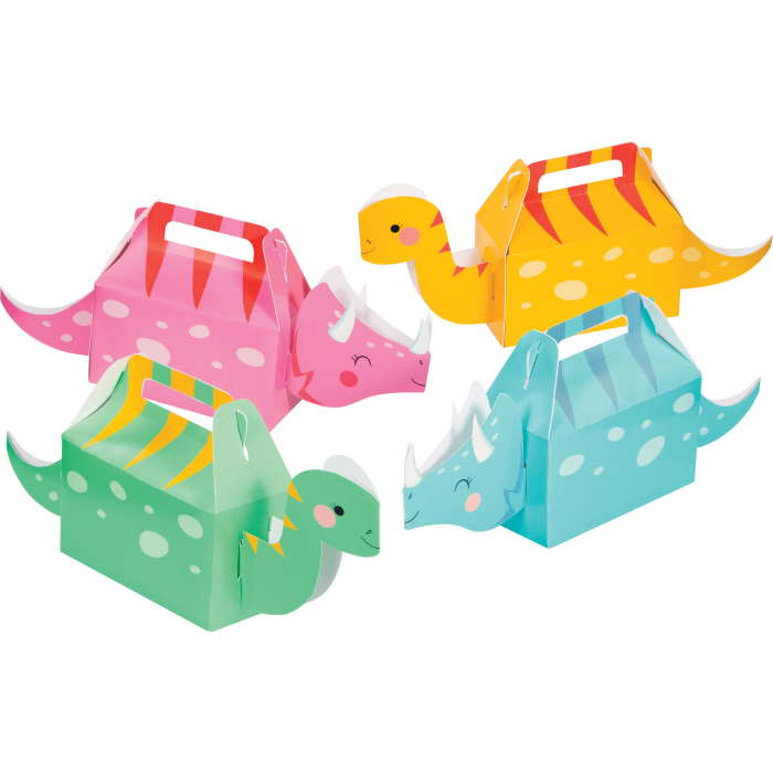 Girl Dinosaur Party Bags Boxes Pack of 4 | Party Save Smile