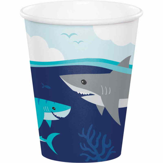 Shark Attack Paper Cups Pack of 8 | Party Save Smile