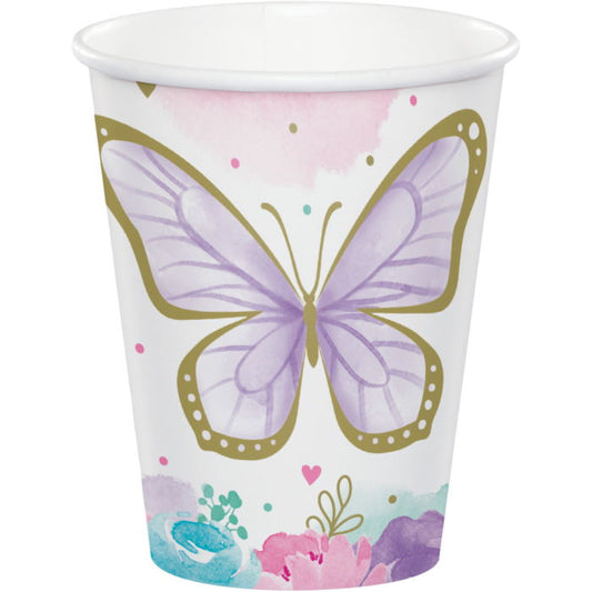 Butterfly Shimmer Party Cups Pack of 8 | Party Save Smile
