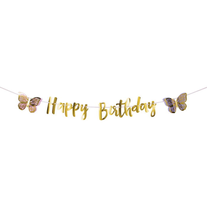 Butterfly Happy Birthday Banner Shimmer 2.1 Metres | Party Save Smile