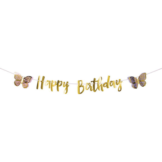 Butterfly Happy Birthday Banner Shimmer 2.1 Metres | Party Save Smile