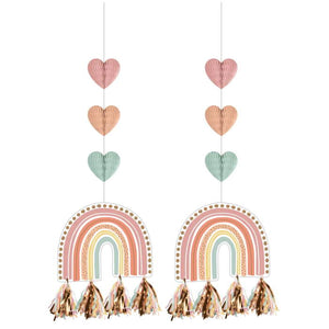 Rainbow Boho Wall Hanging Decorations Pack of 2