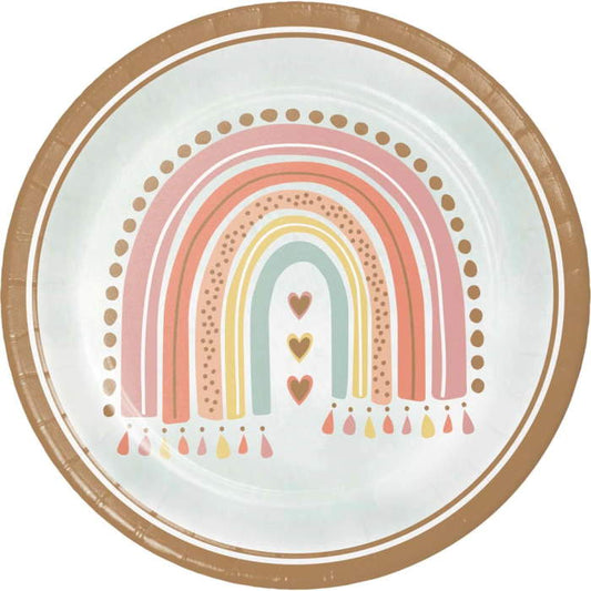 Rainbow Boho Paper Plates Pack of 8 | Party Save Smile