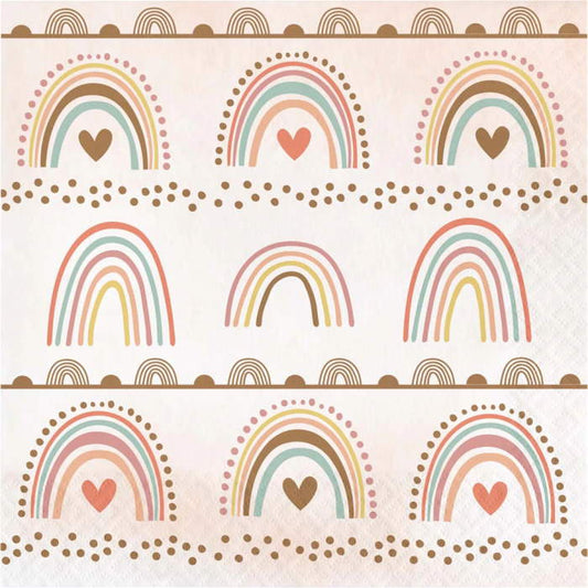 Boho Rainbow Party Napkins Pack of 16 Serviettes | Party Save Smile