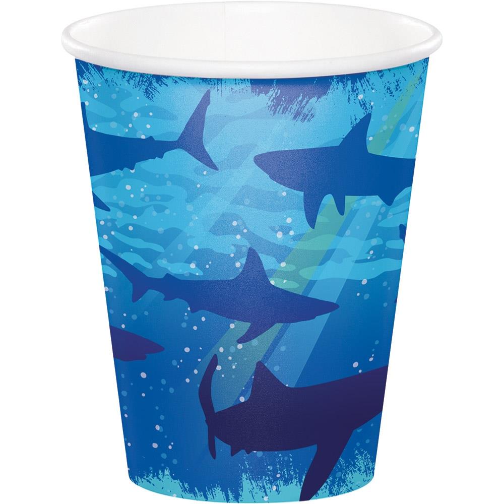 Creative Converting Shark Splash Teller - 8 Stück, 23 Cm, Perfekt Für Kindergeburtstage Mit Meeres-Motiv