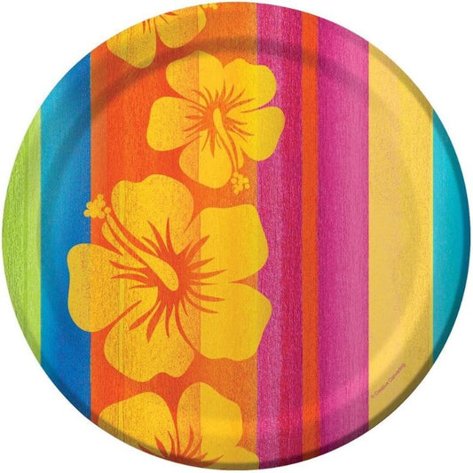 Hawaiian Sunset Stripes Party Plates Pack of 8 | Party Save Smile