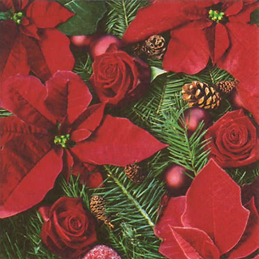 Poinsettia Christmas Party Napkins Pack of 20 | Party Save Smile