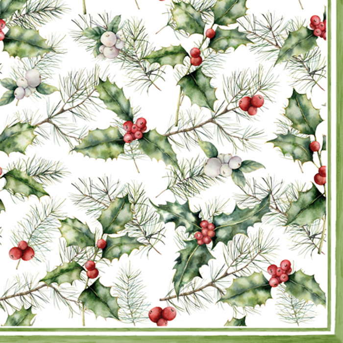 Holly and Mistletoe Napkins Pack of 20 | Party Save Smile