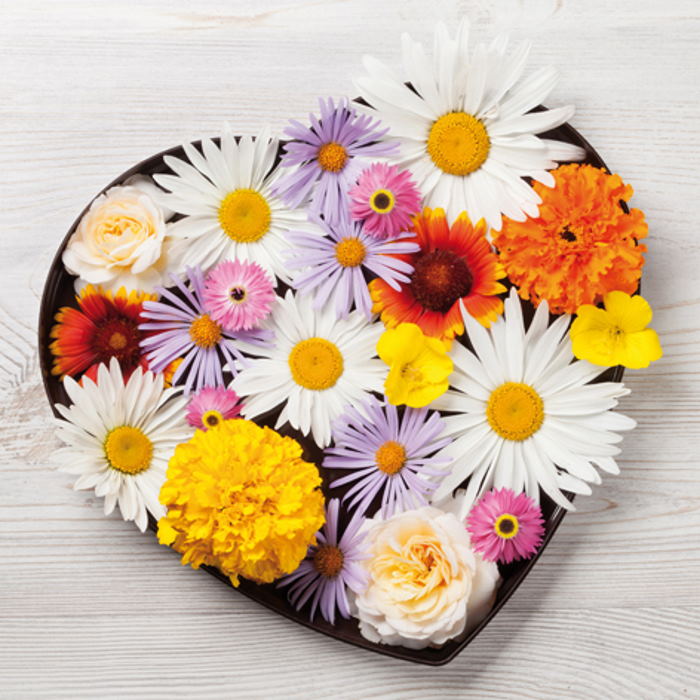 Flowers Heart Napkins Paper 3 ply Pack of 20 Serviettes | Party Save Smile