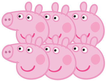 Peppa Pig Face Masks With Tabs and Elastic (6 Pack)