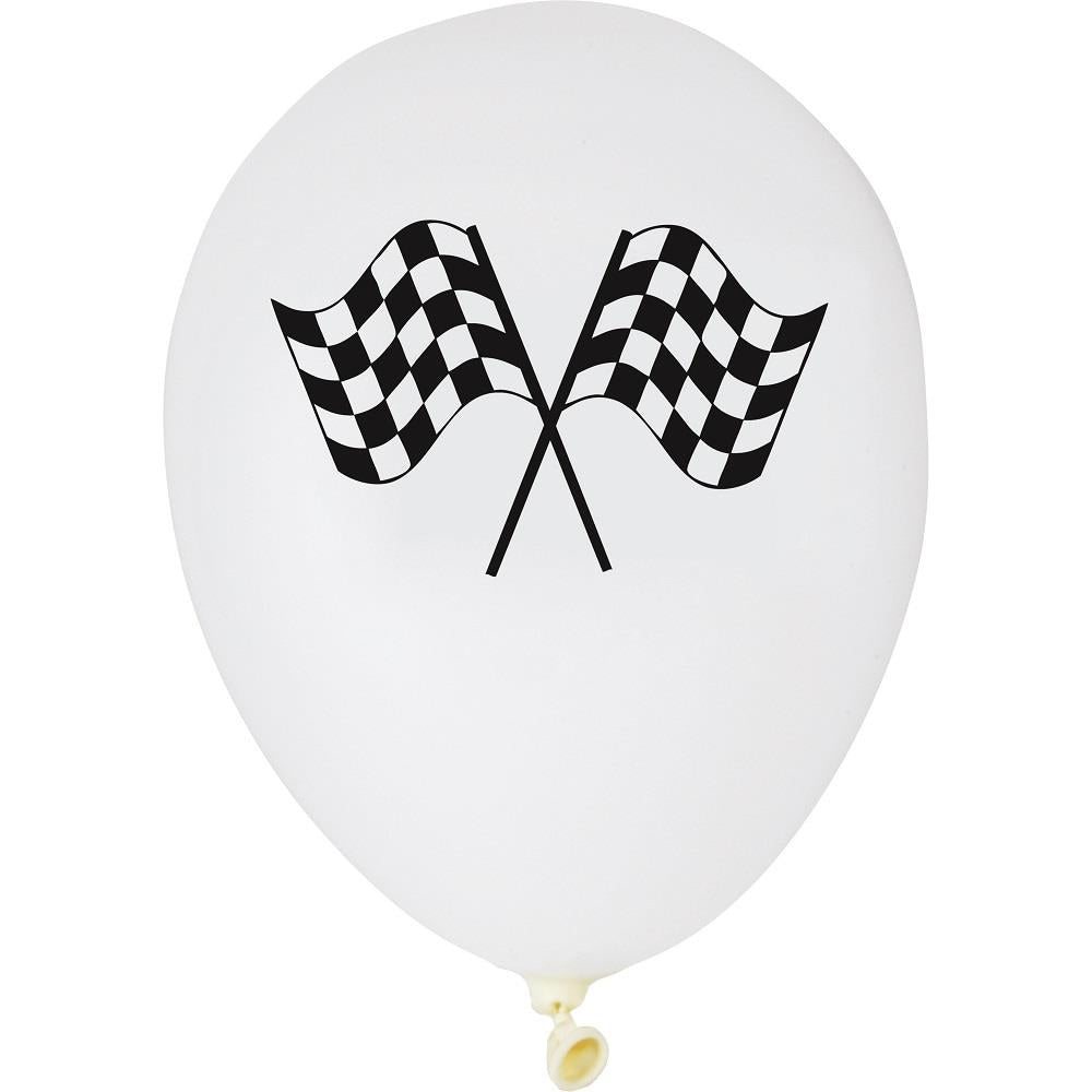 Chequered Flag Racing Party Latex Balloons Pack of 6 | Party Save Smile