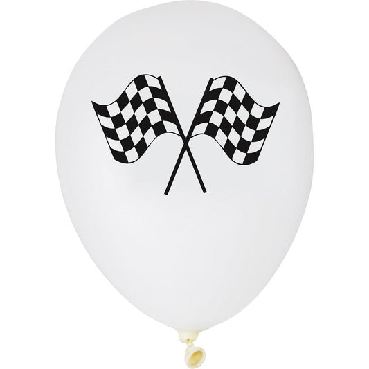 Chequered Flag Racing Party Latex Balloons Pack of 6 | Party Save Smile