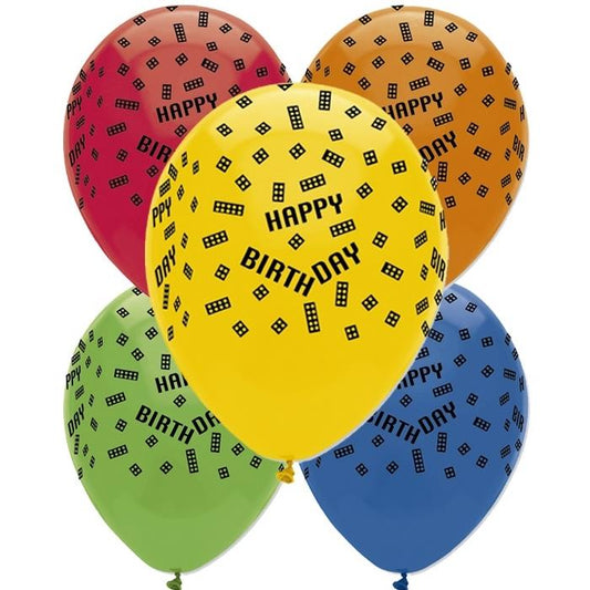 Block Brick Party Latex Balloons Pack of 6 | Party Save Smile