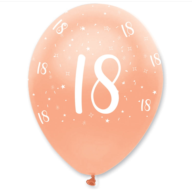 Pearl 18th Rose Gold Latex Balloons Pack of 6 | Party Save Smile