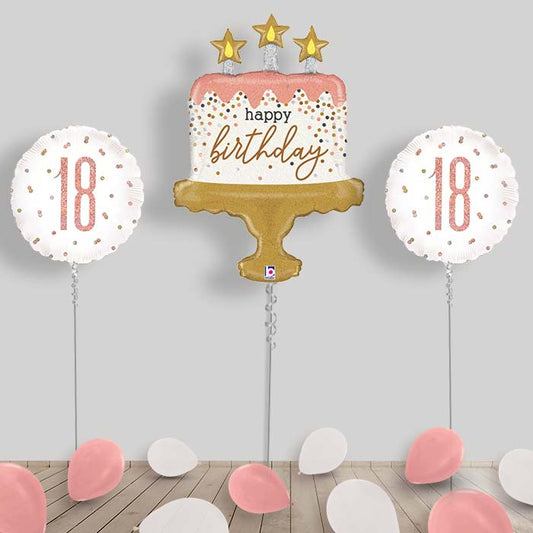 Rose Gold Birthday Balloon Display - Choose Age