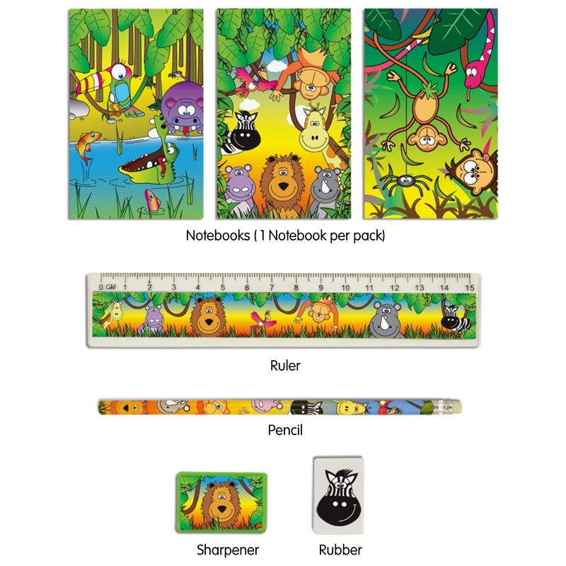 Jungle 5pc Stationery Set Party Bag Filler | Favour | Party Save Smile