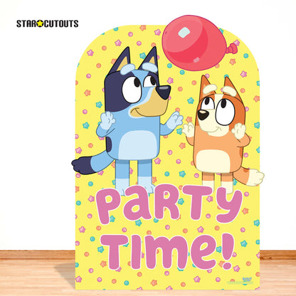 Bluey Cardboard Cutout with Bingo Party Time Backdrop Height 135cm