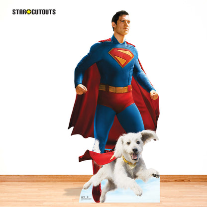 Superman David Corenswet Flying and Krypto Cardboard Cutouts Height 193cm
