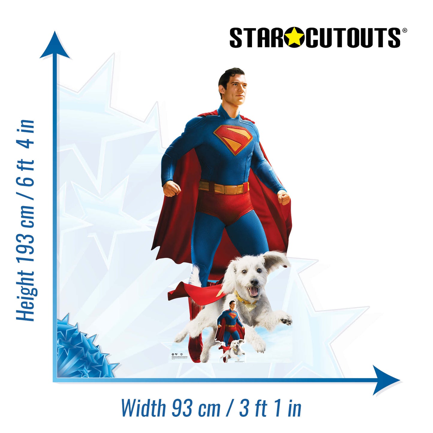 Superman David Corenswet Flying and Krypto Cardboard Cutouts Height 193cm