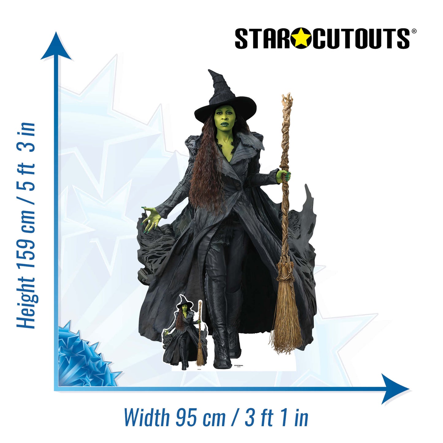 Green Witch Elphaba Cutout Wicked Cardboard Cut Out Height 159cm