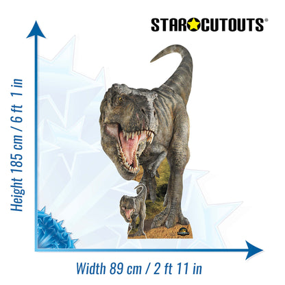 T Rex Cut Out Jurassic World Rebirth Cardboard Dinosaur Height 185cm