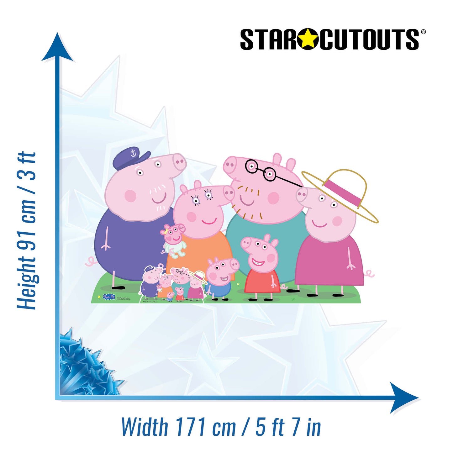 Peppa Pig Family Cardboard Cutout Party Decoration Height 91cm