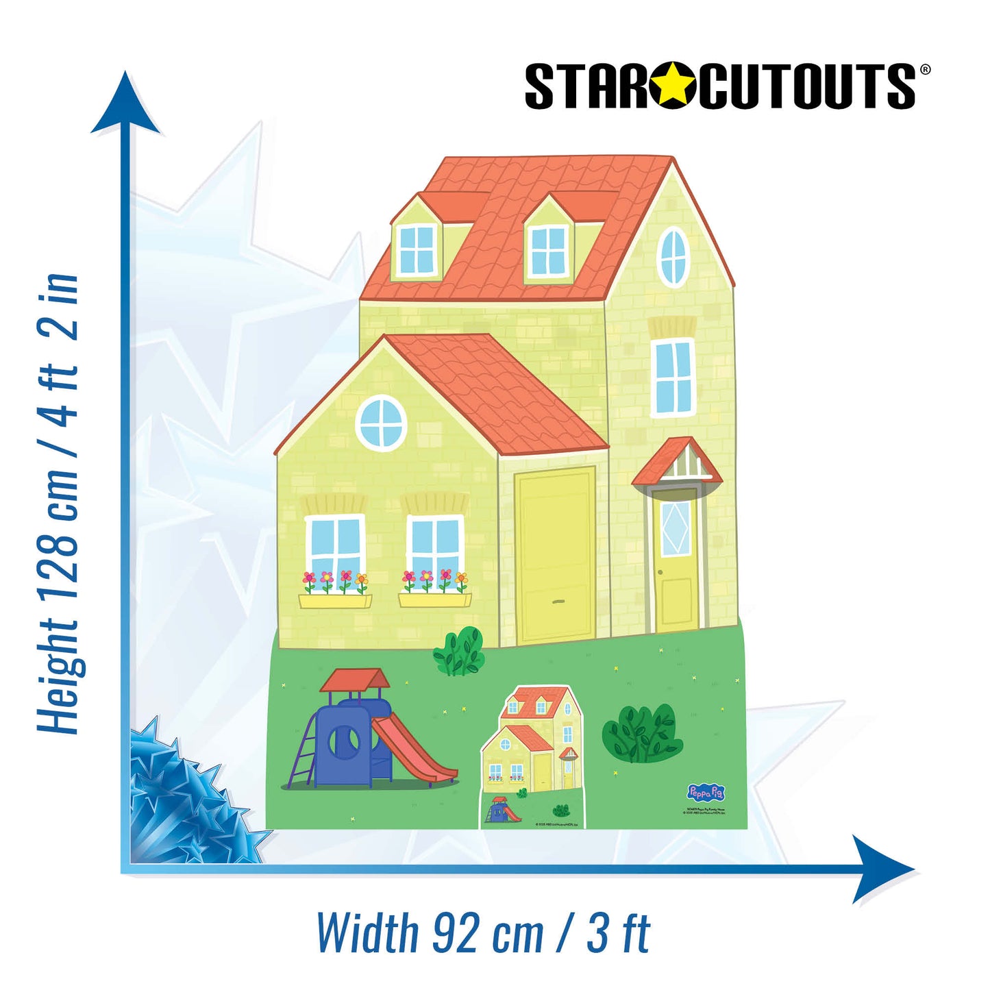 Peppa Pig House With Silde Cardboard Cut Out Party Backdrop Height 128cm