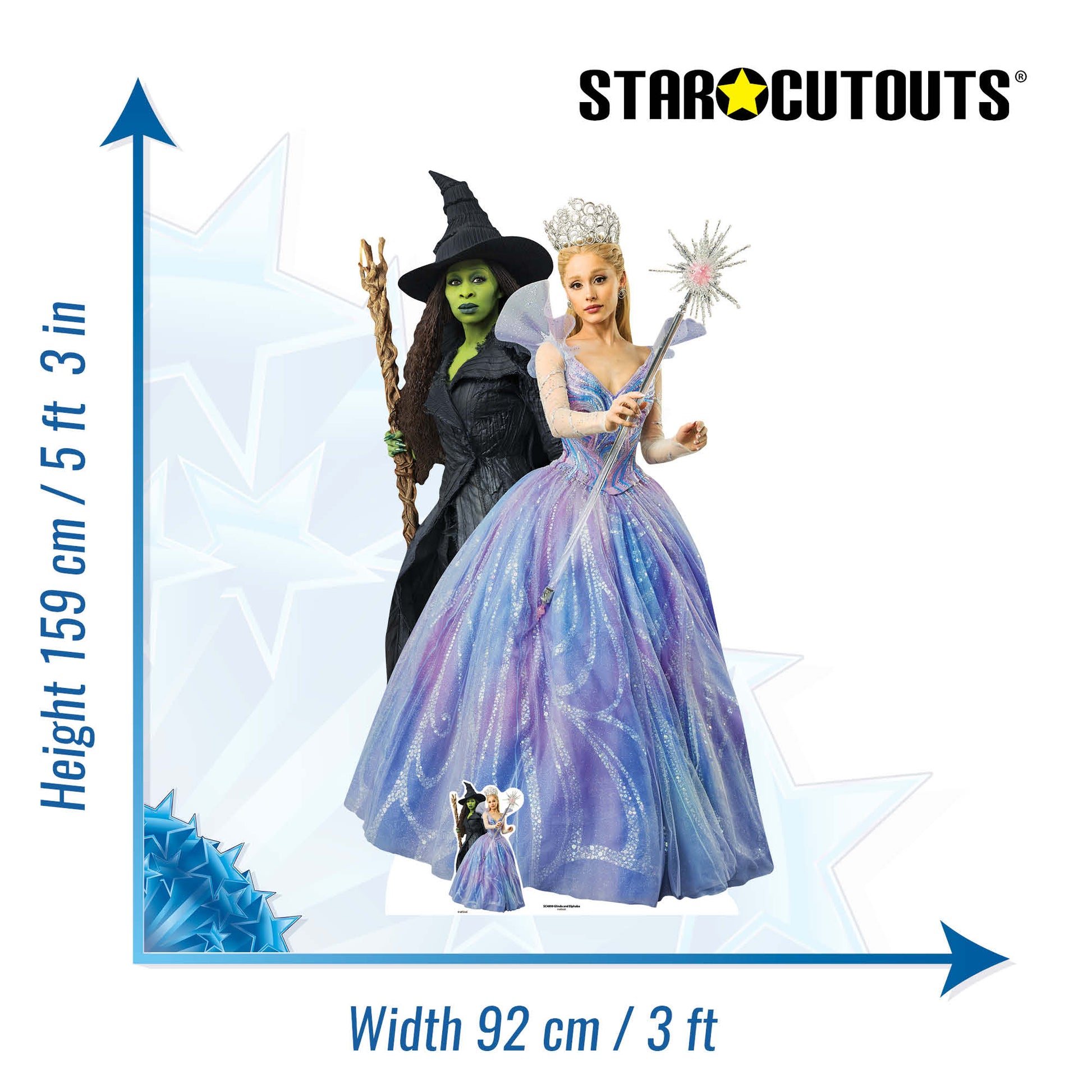 Wicked Glinda & Elphaba Double Cardboard Cut Out Height 159cm - Party Save Smile