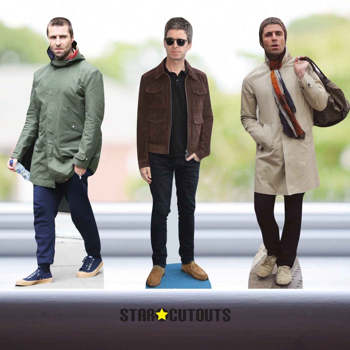 Liam and Noel Gallagher Shelftop Cardboard Cutout 3 Pack Height 30cm
