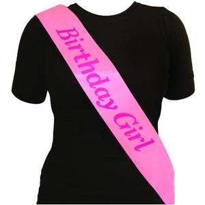 Pink Birthday Girl Sash Accessory