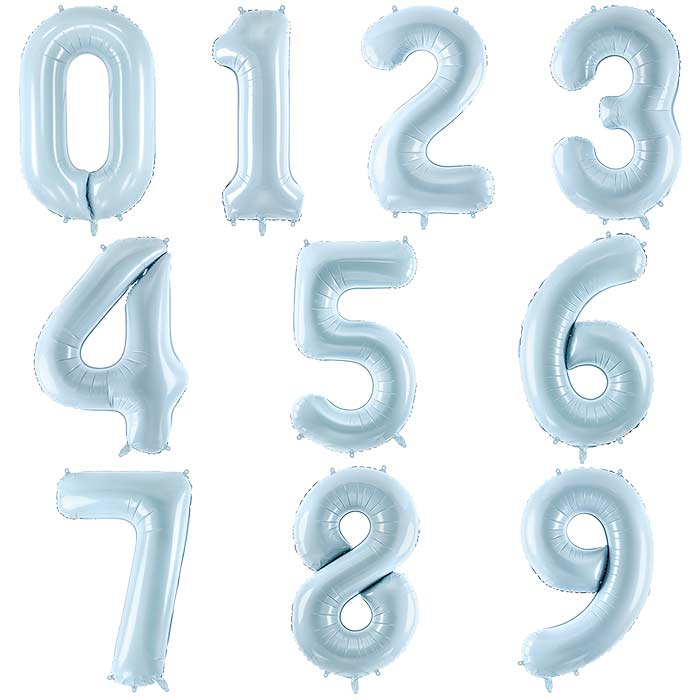 Pastel Blue Number 0-9 - 28 Inches | Party Save Smile