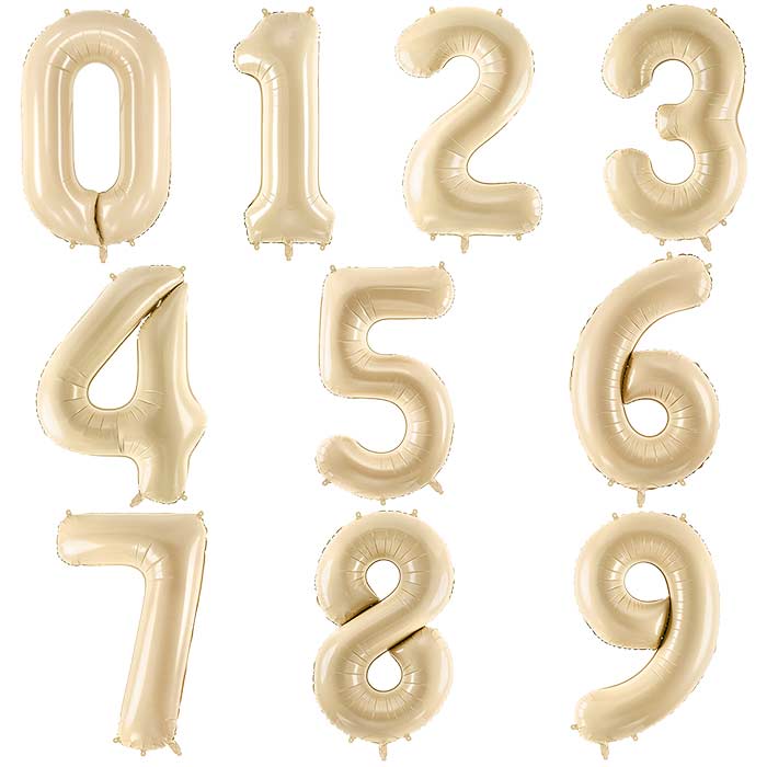 Beige Number Balloons 0-9 - 28 Inches | Party Save Smile