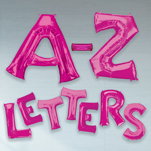 Pink A-Z Letter Shaped Foil Balloon - Air Fill 16 inch