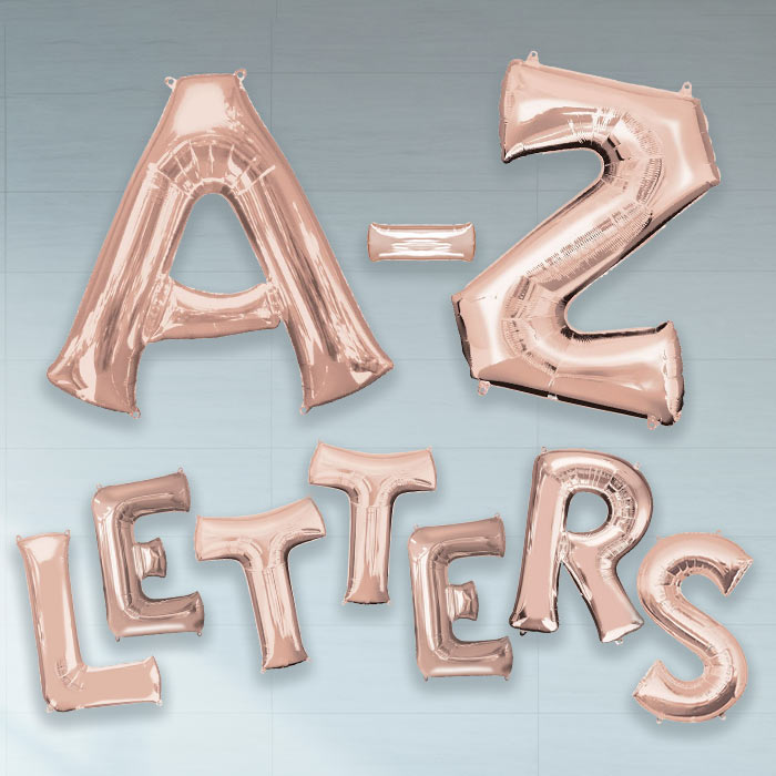 Rose Gold A-Z Letter Shaped Foil Balloon 34 inch | Party Save Smile